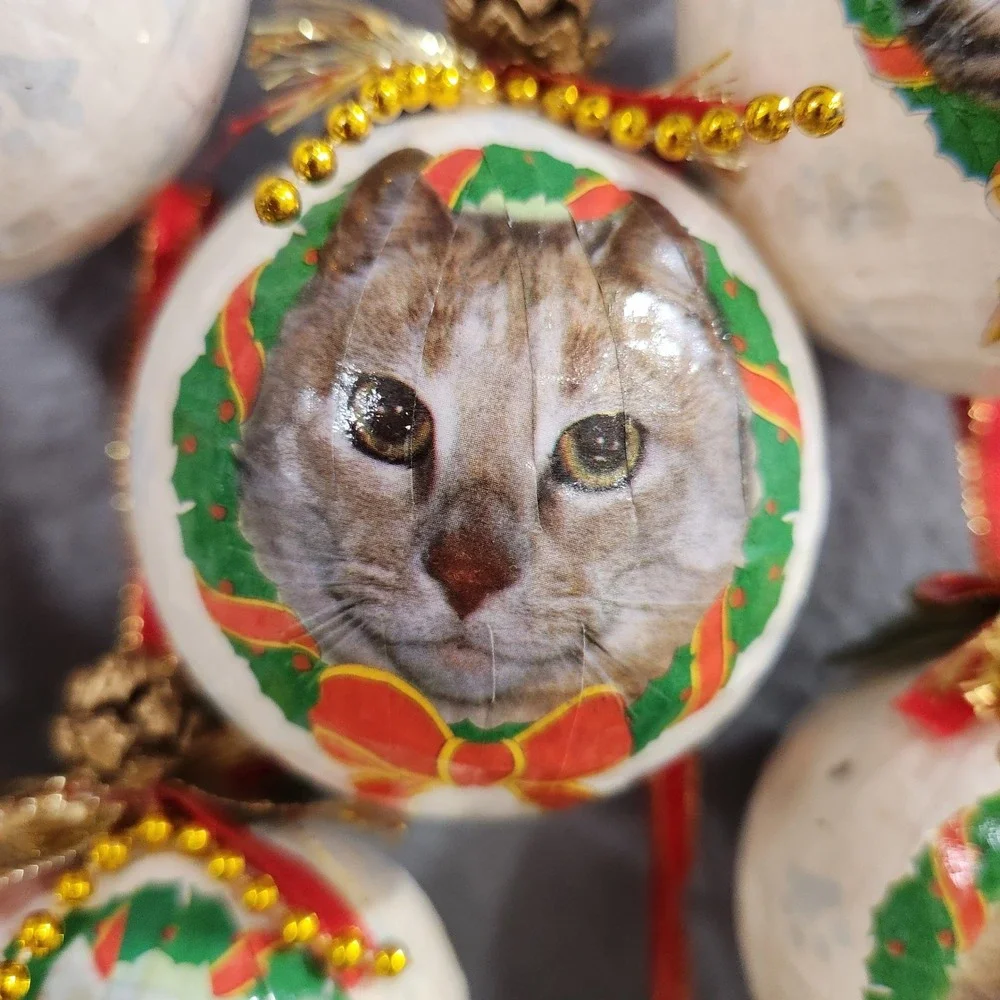 Set of 7 Handmade Cat Christmas Ornaments 3